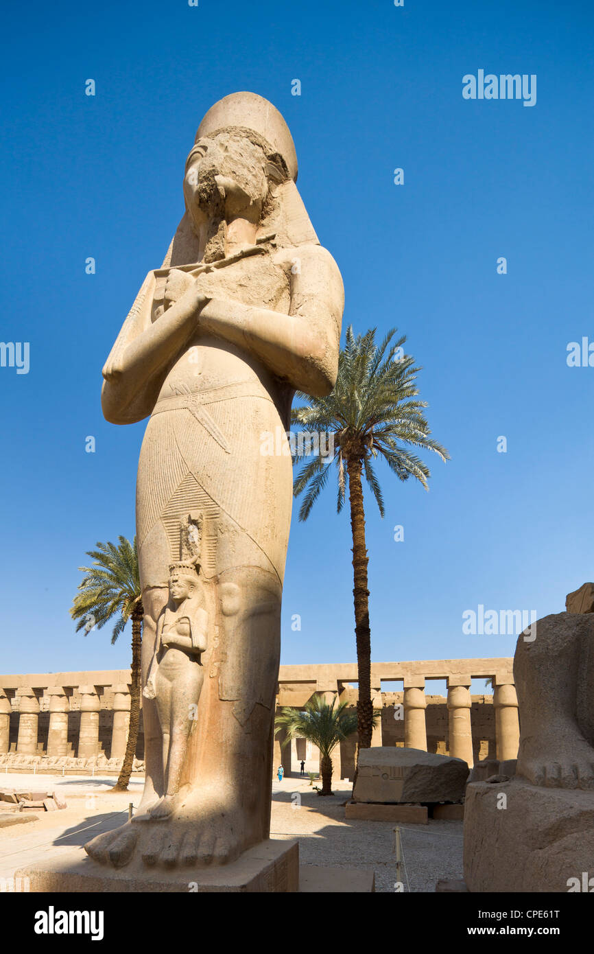 Colossale figura dal gate del secondo pilone al Tempio di Karnak, Karnak, Tebe, Sito Patrimonio Mondiale dell'UNESCO, Egitto, Africa Foto Stock
