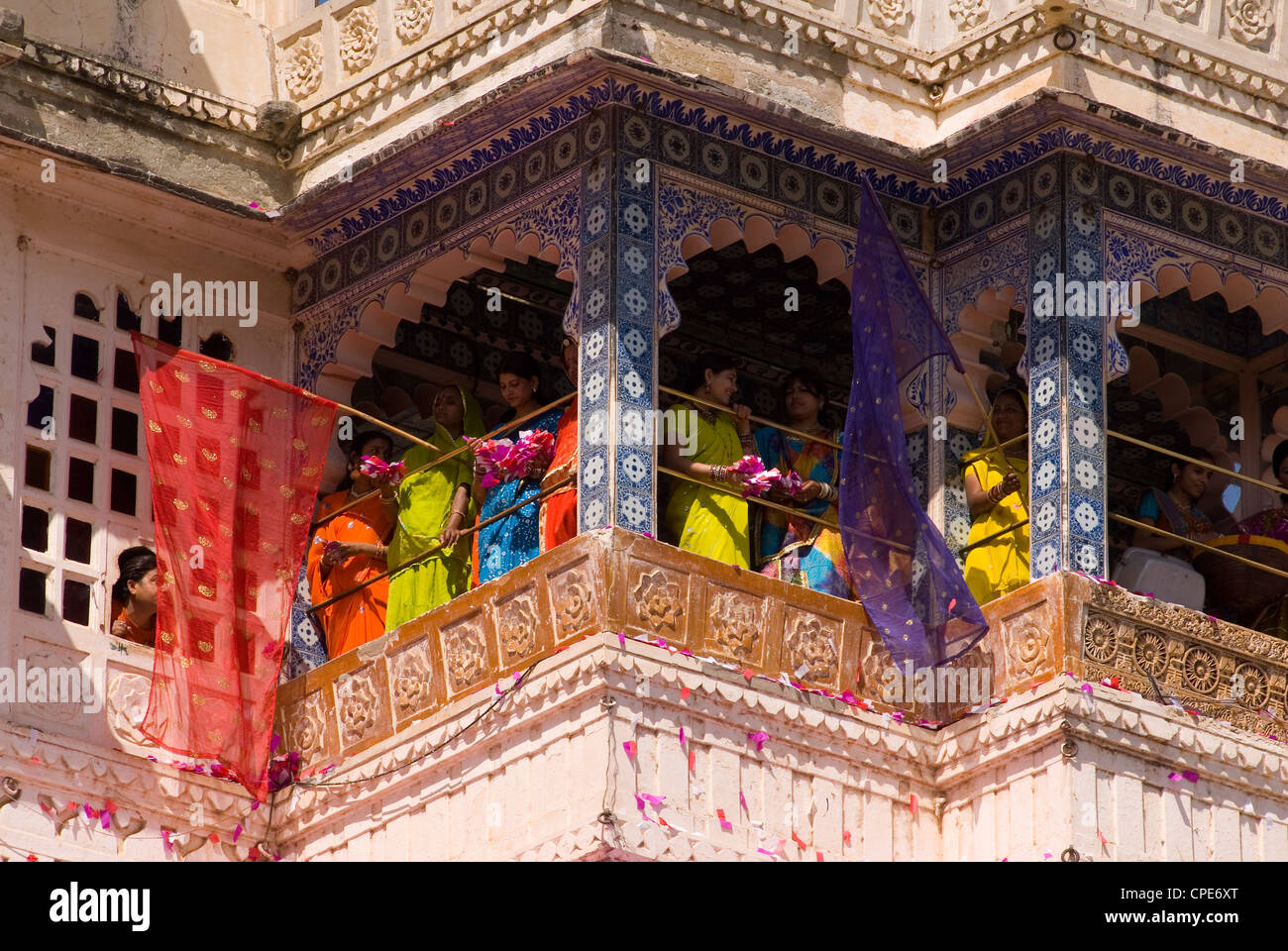 Riprese presso il Palazzo di Città, Udaipur, Rajasthan, India, Asia Foto Stock