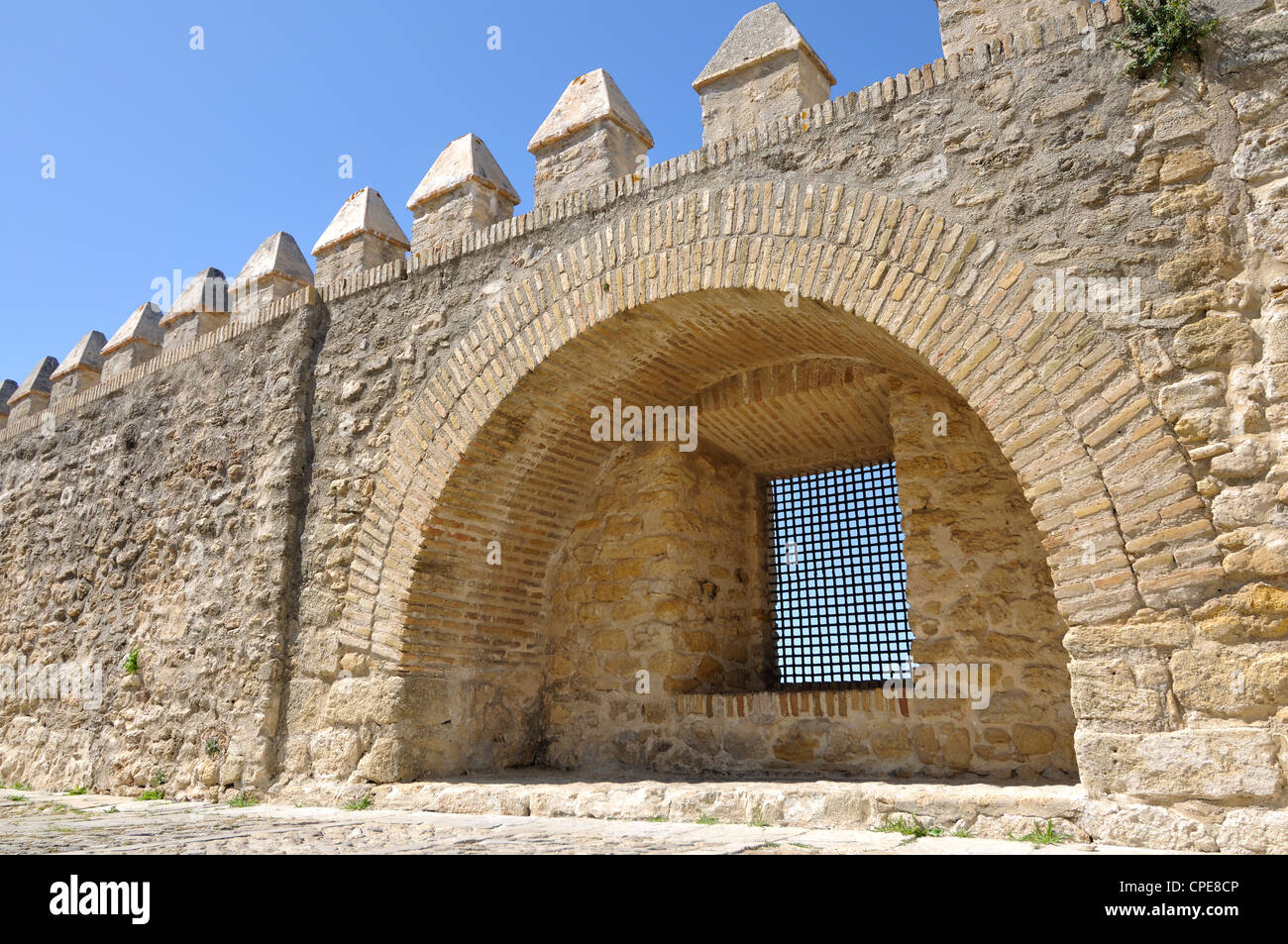 Vecchie mura della città, Las Murallas, Vejer de la Frontera, la provincia di Cadiz Cadice, Costa de la Luz, Andalusia, Spagna, Europa Foto Stock