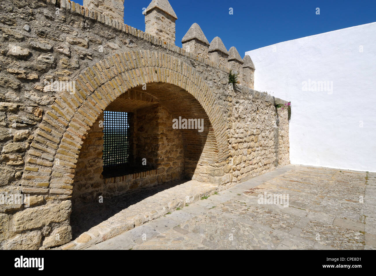 Vecchie mura della città, Las Murallas, Vejer de la Frontera, la provincia di Cadiz Cadice, Costa de la Luz, Andalusia, Spagna, Europa Foto Stock