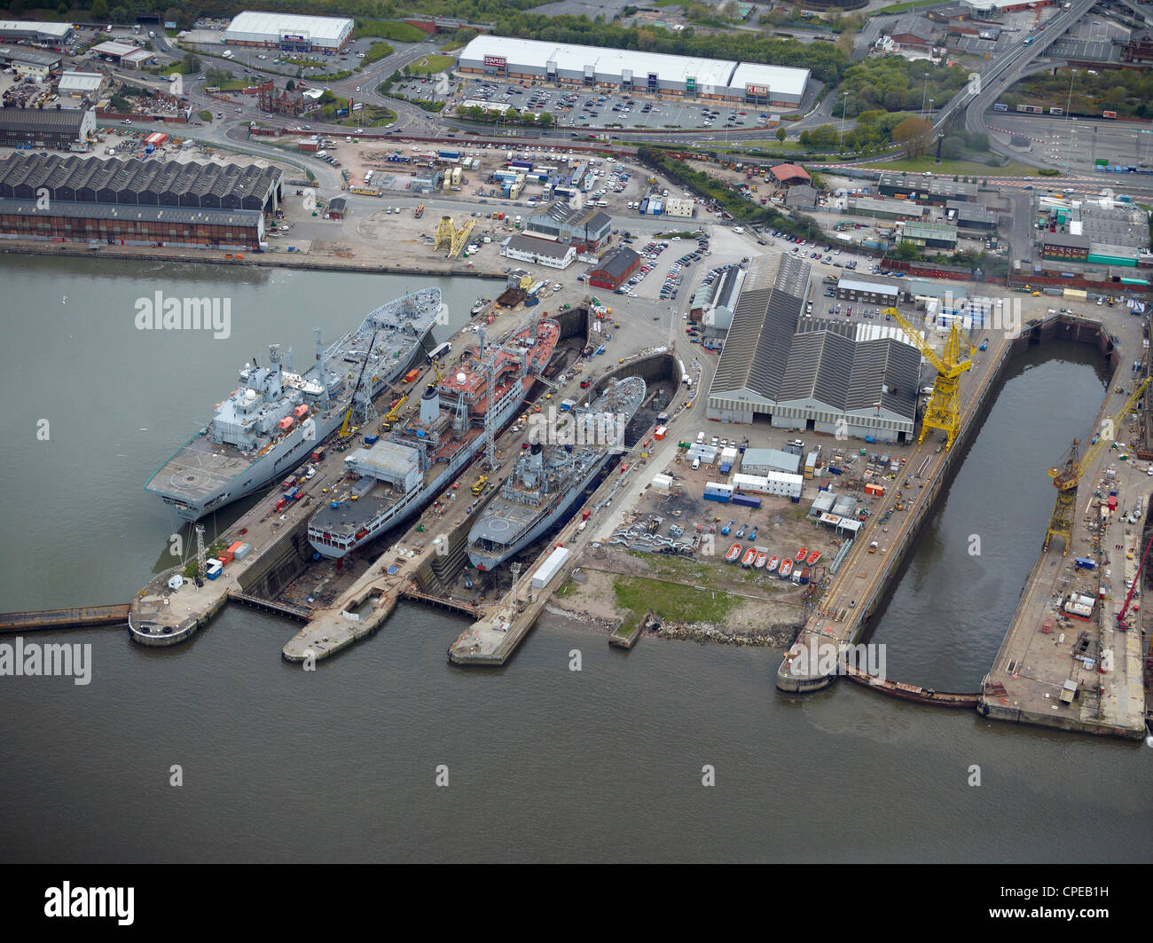 Cammell Lairds cantiere, Birkenhead, Liverpool, Nord Ovest Inghilterra Foto Stock