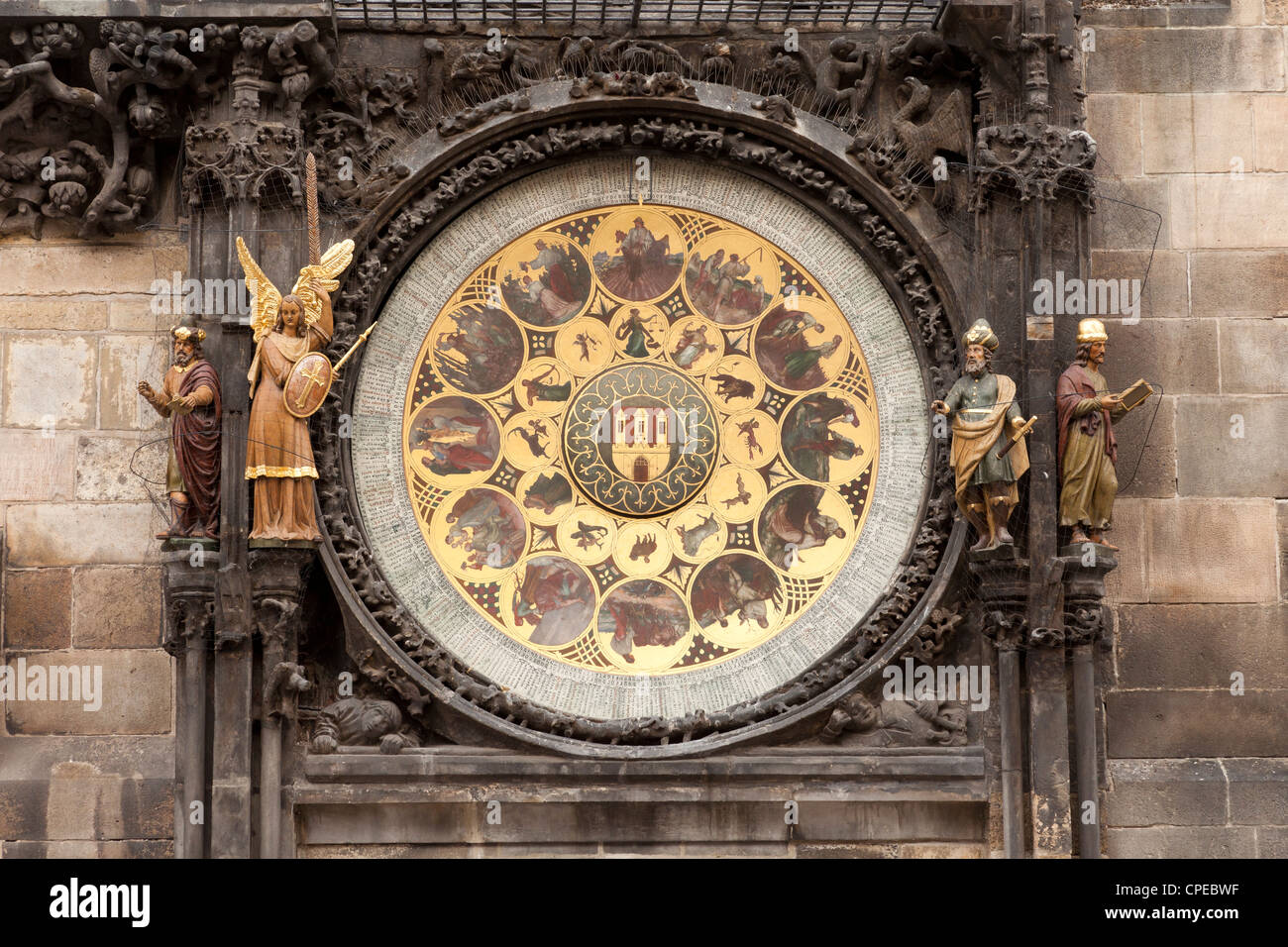 Calendario su l'orologio astronomico. Praga, Repubblica Ceca. Foto Stock