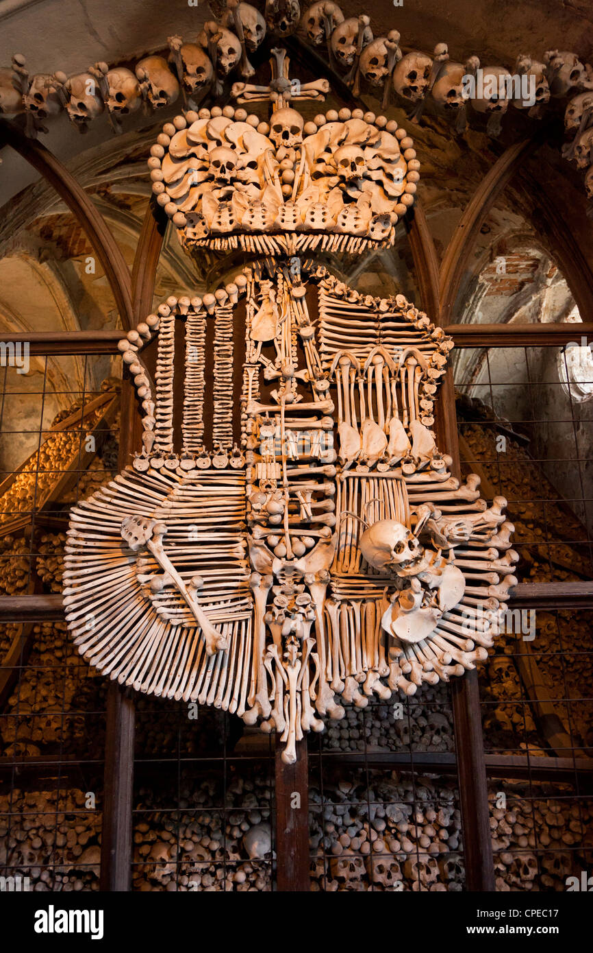 Schwarzenburg osso stemma. Sedlec chiesa di osso. Foto Stock