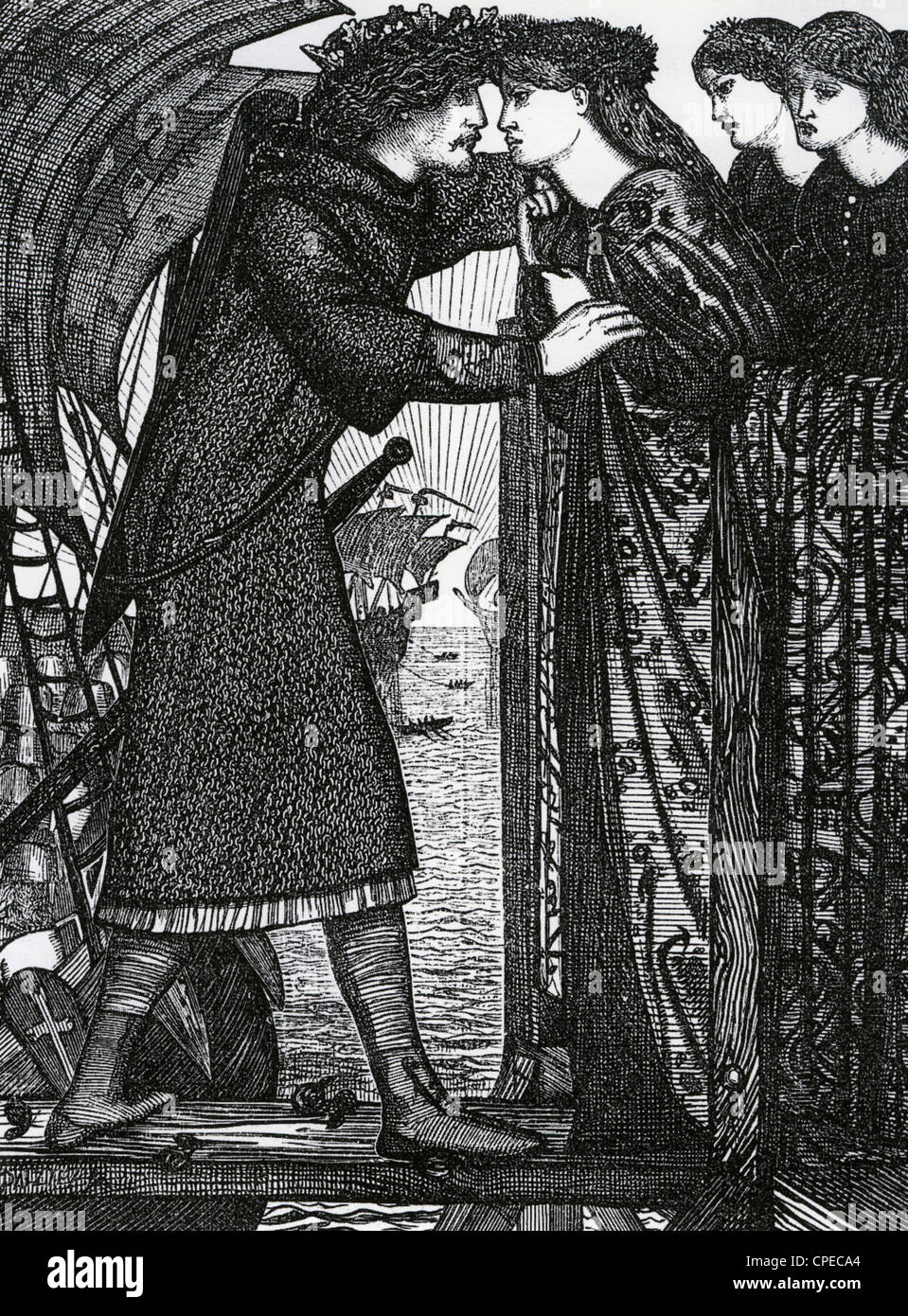 EDWARD BURNE-JONES (1833-1898) artista inglese la xilografia intitolata re Sigurd Foto Stock