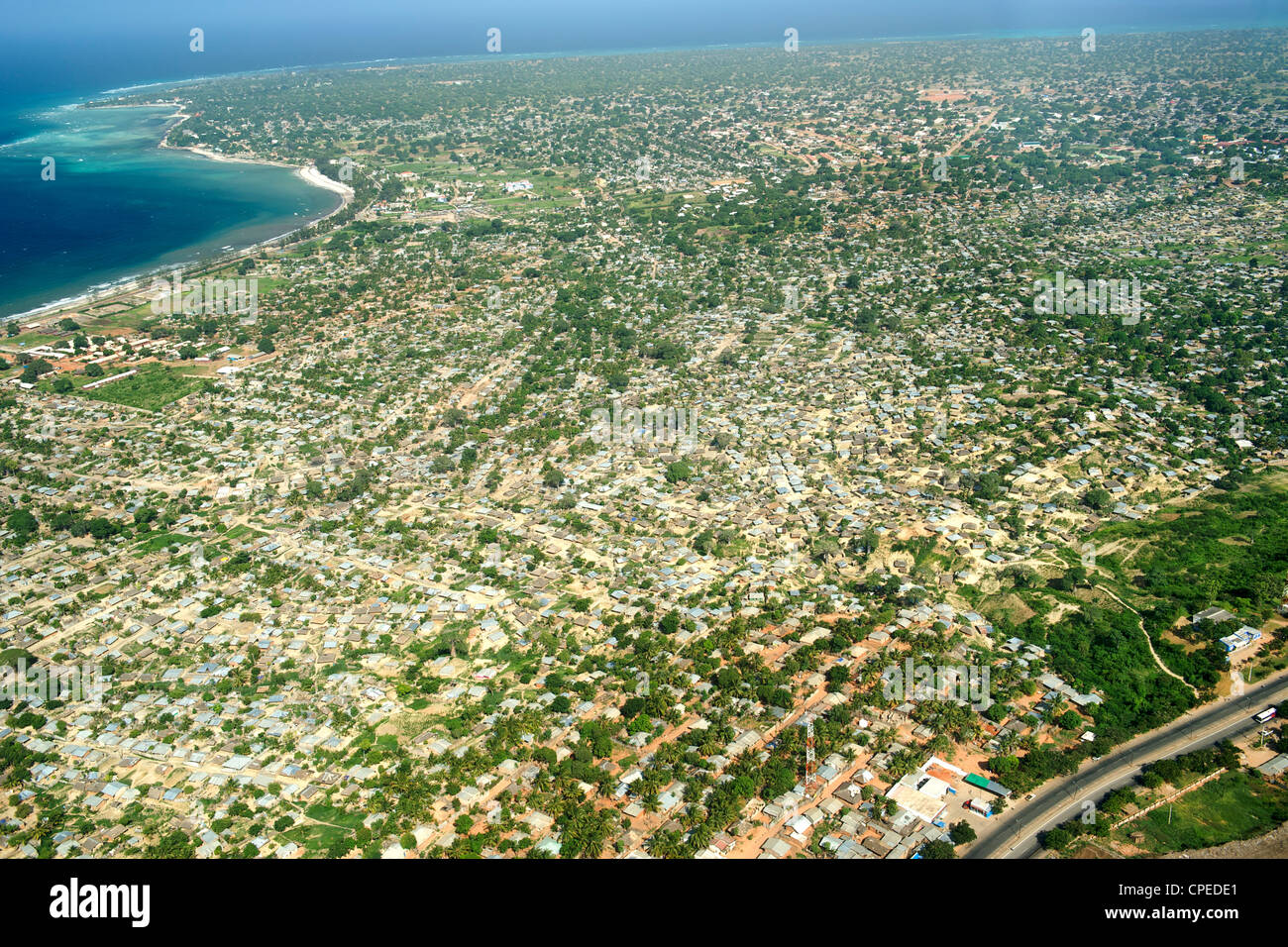 Vista aerea di Pemba nel nord del Mozambico. Foto Stock