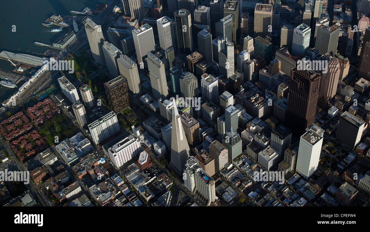 Fotografia aerea del centro cittadino di San Francisco in California Foto Stock