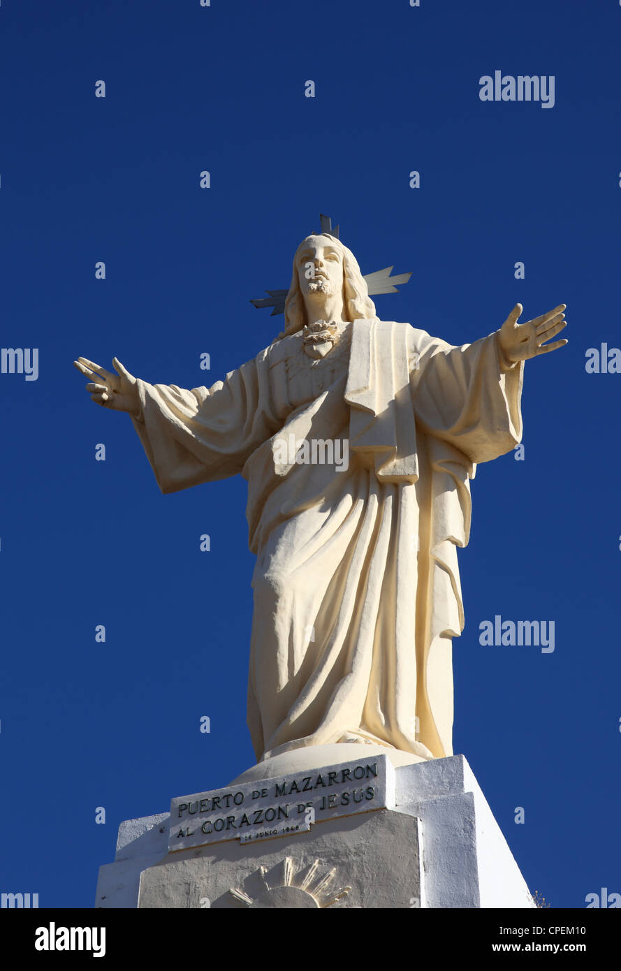 Jesus Christus Statua in Puerto de Mazarron, Spagna Foto Stock