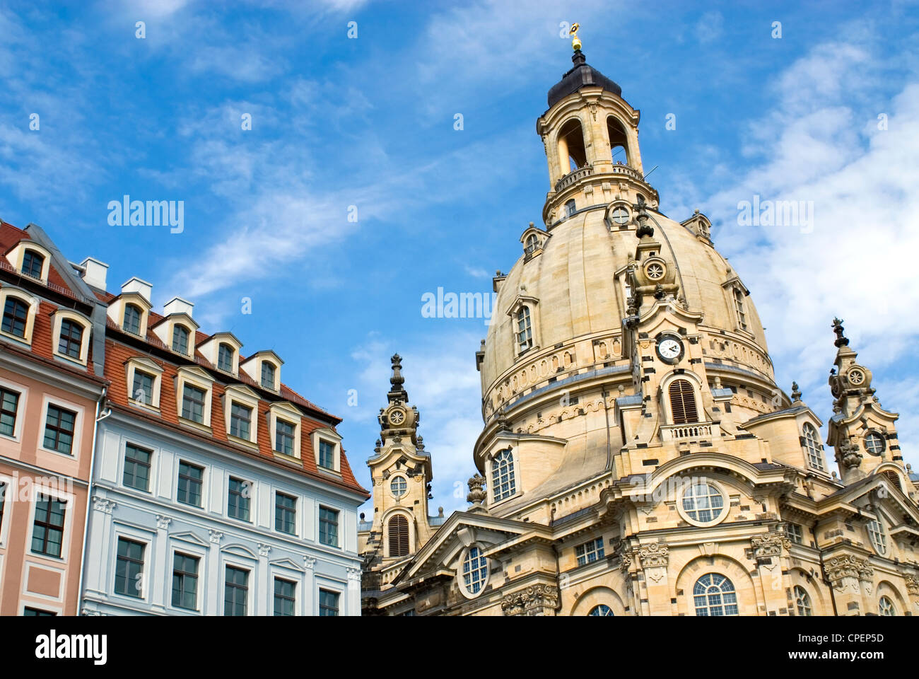 Dresda Frauenkirche Cattedrale, Sassonia, Germania Foto Stock