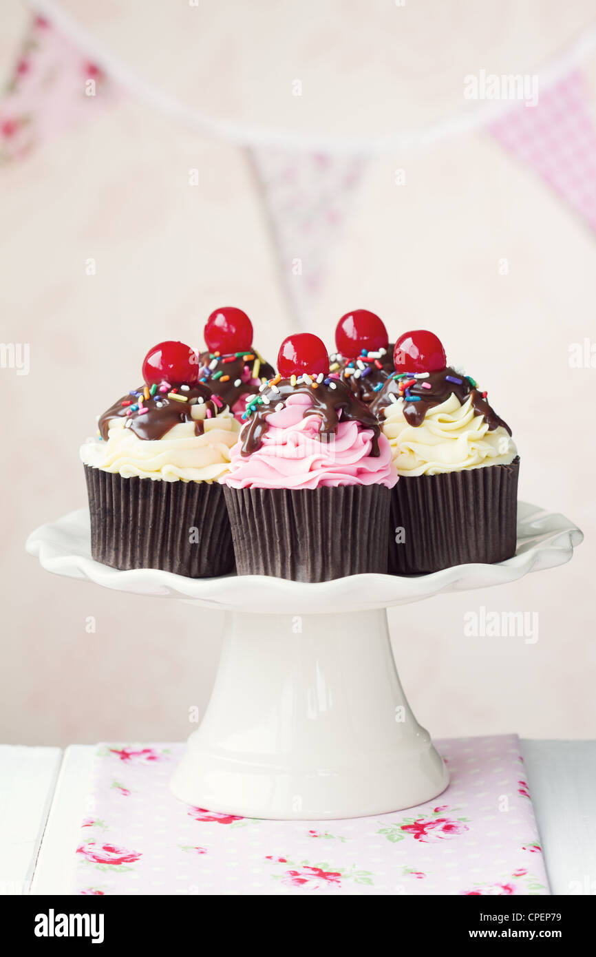 Cherry cupcakes Foto Stock