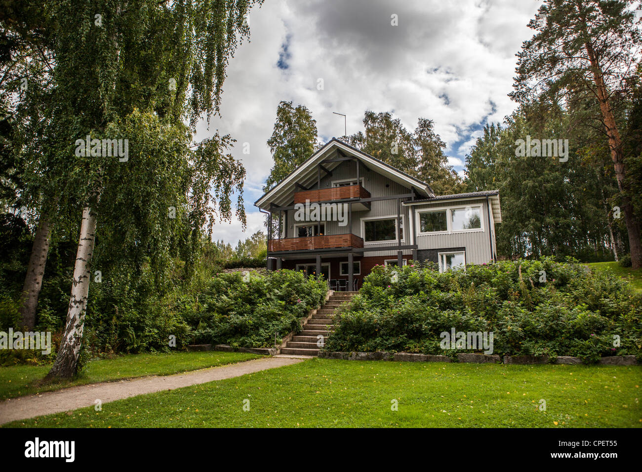 In legno tradizionale sauna hut Tampere in Finlandia Foto Stock