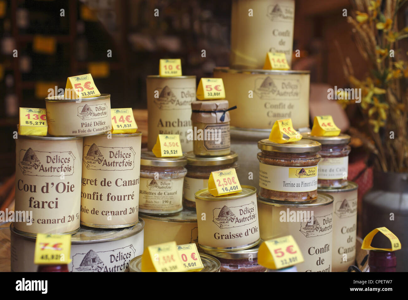 Il foie gras, Dordogne, Francia Foto Stock