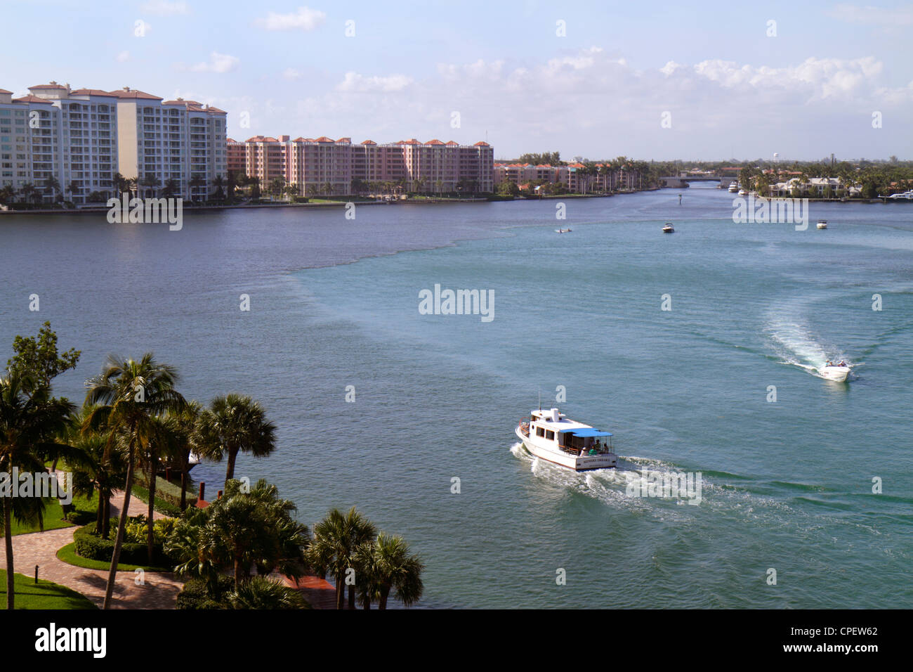 Boca Raton Florida, Palm Beach County, Lake Palm Beach County, Boca Raton, Intracoastal Spanish River Water, condomini condomini condomini residenti Foto Stock