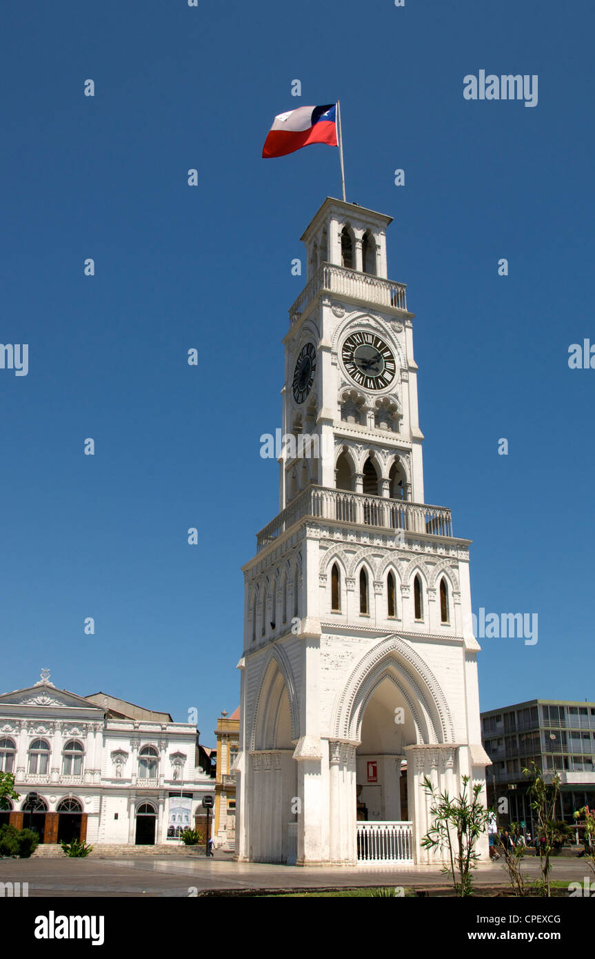 Torre Reloj Clock Tower Plaza Arturo Prat Iquique Cile Foto Stock