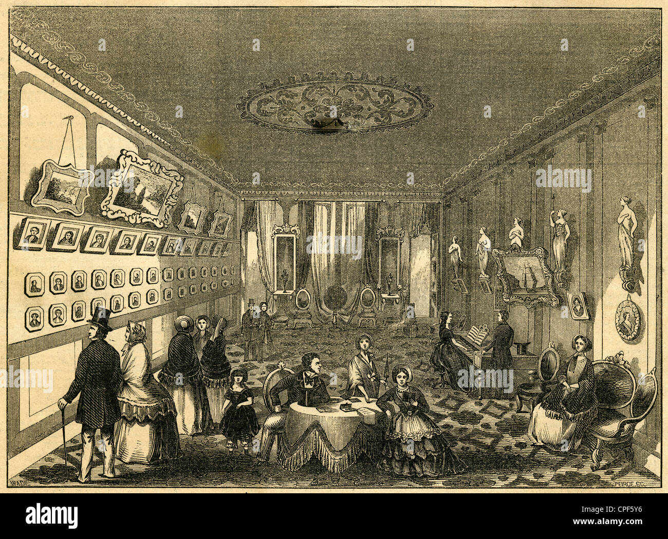 1854 incisione, la palla grande Daguerrian Galleria dell'Occidente. Foto Stock