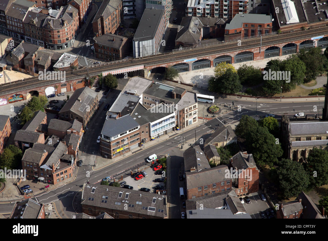 Veduta aerea di High Court una strada che continua Dalle Chiamate, Leeds Foto Stock