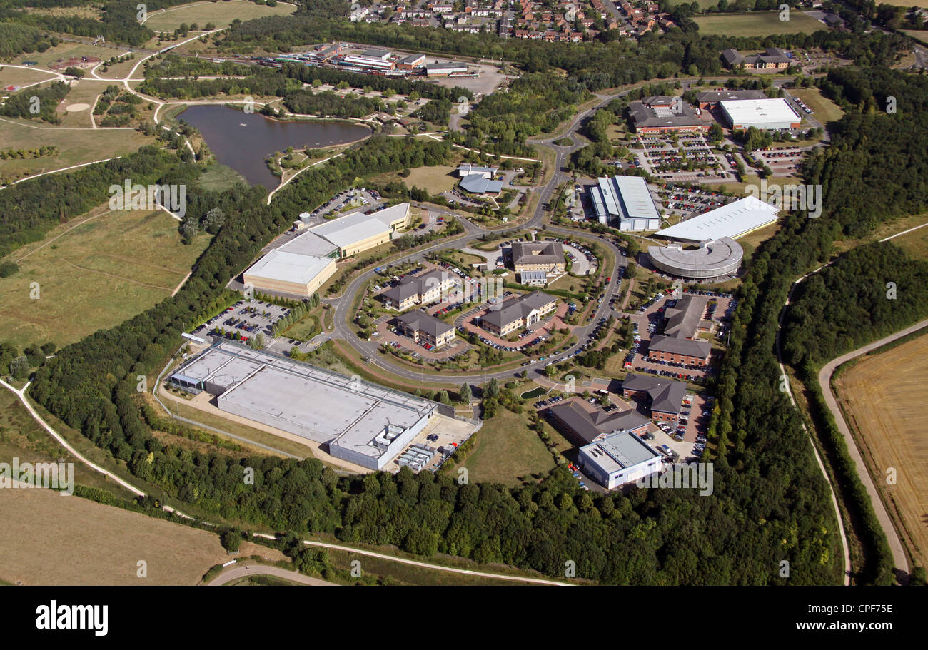 Vista aerea di campi a Ruddington Business Park vicino a Nottingham Foto Stock