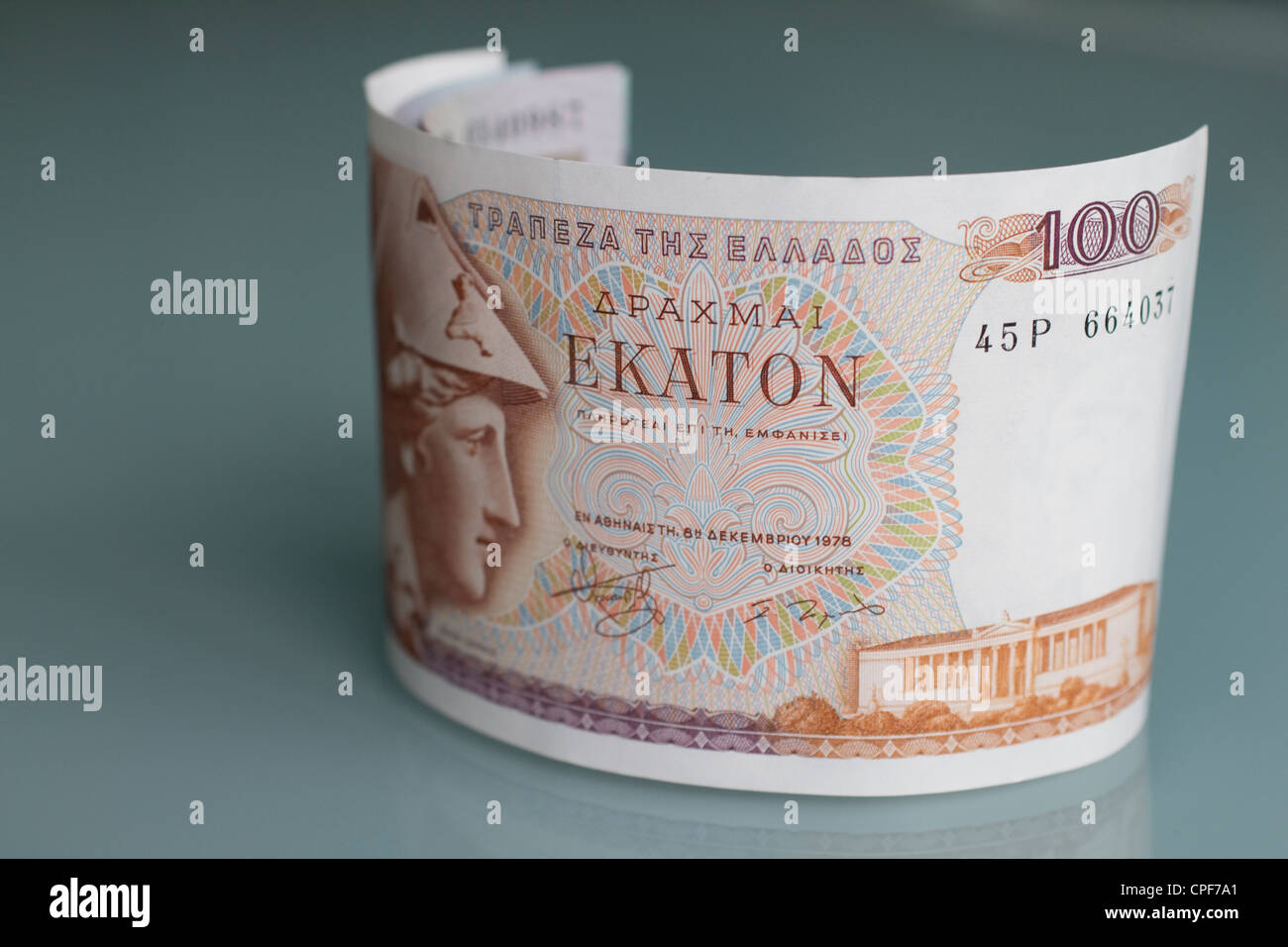 Banconote cambio denaro in contante in valuta dracma di Grecia prima dell euro Foto Stock