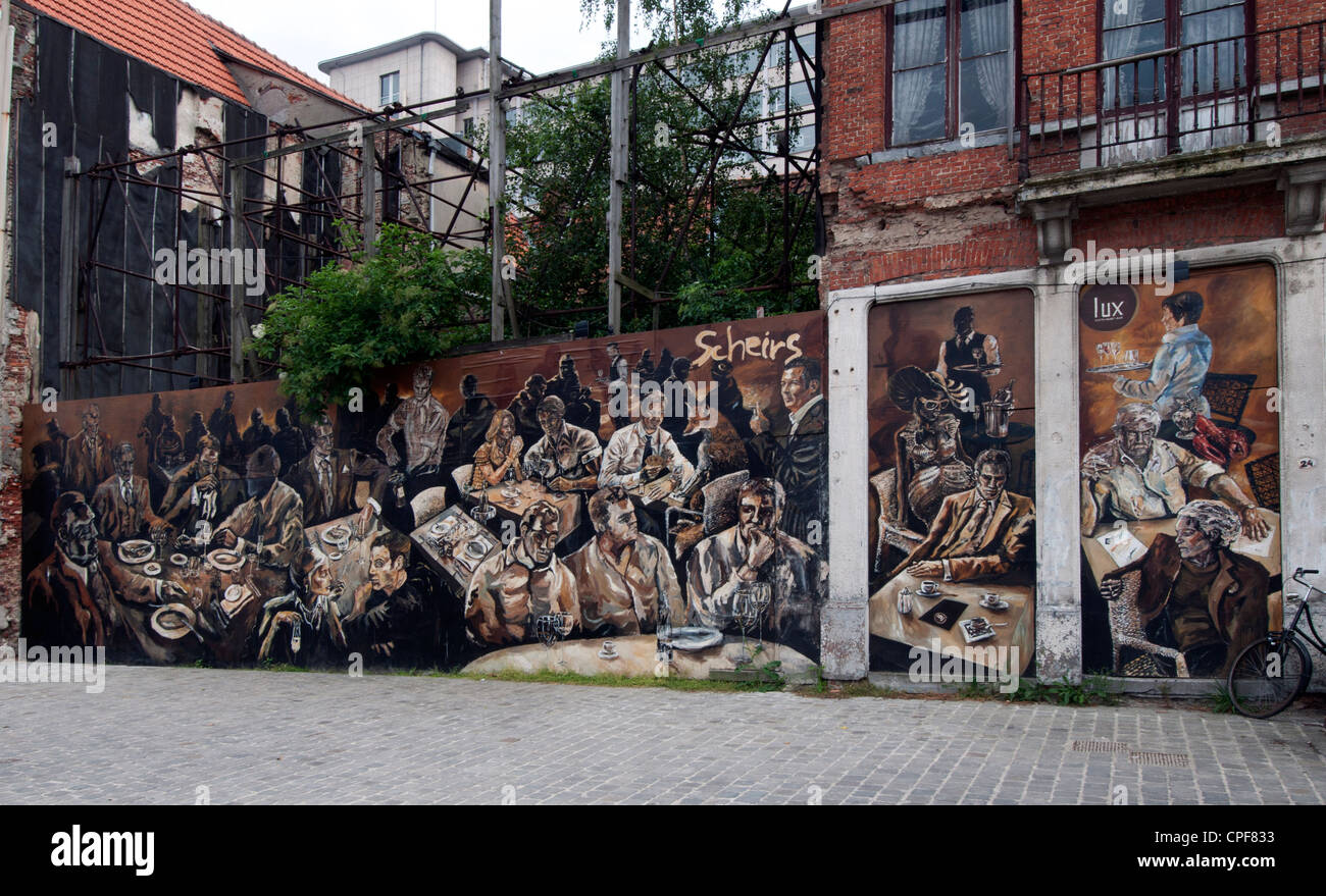 Il Murale in area portuale di Anversa, Belgio Foto Stock