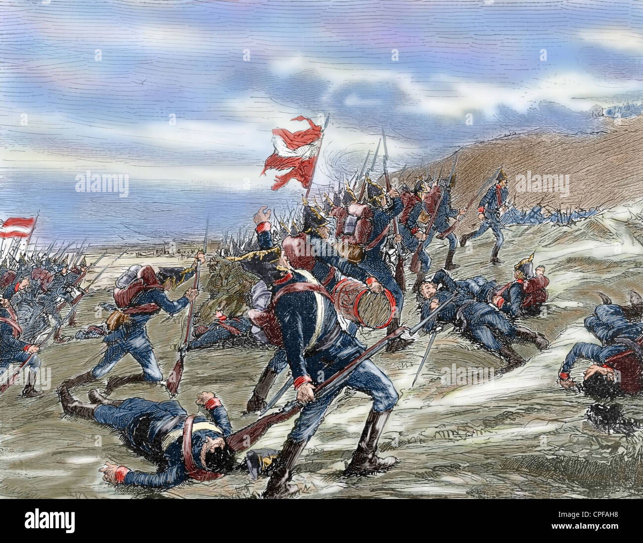 Schleswig-Holstein questione. La Prima guerra dello Schleswig o tre anni di guerra (1848-1851). Battaglia di Kolding on April 23, 1849. Foto Stock