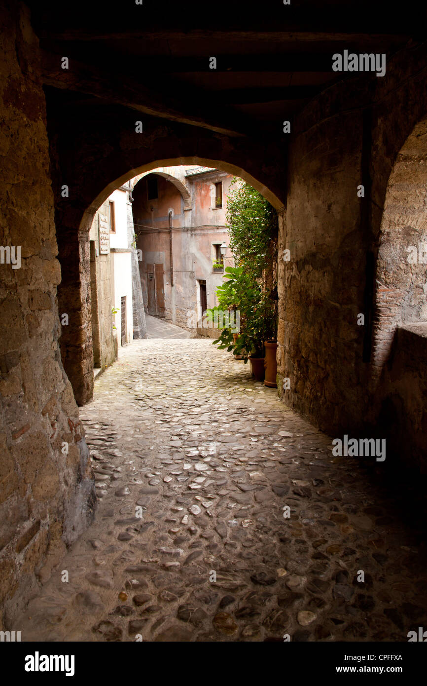 Sorano nel sud della Toscana, Italia Foto Stock