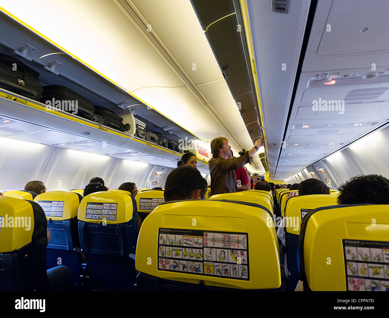 Aereo Ryanair interno Foto Stock