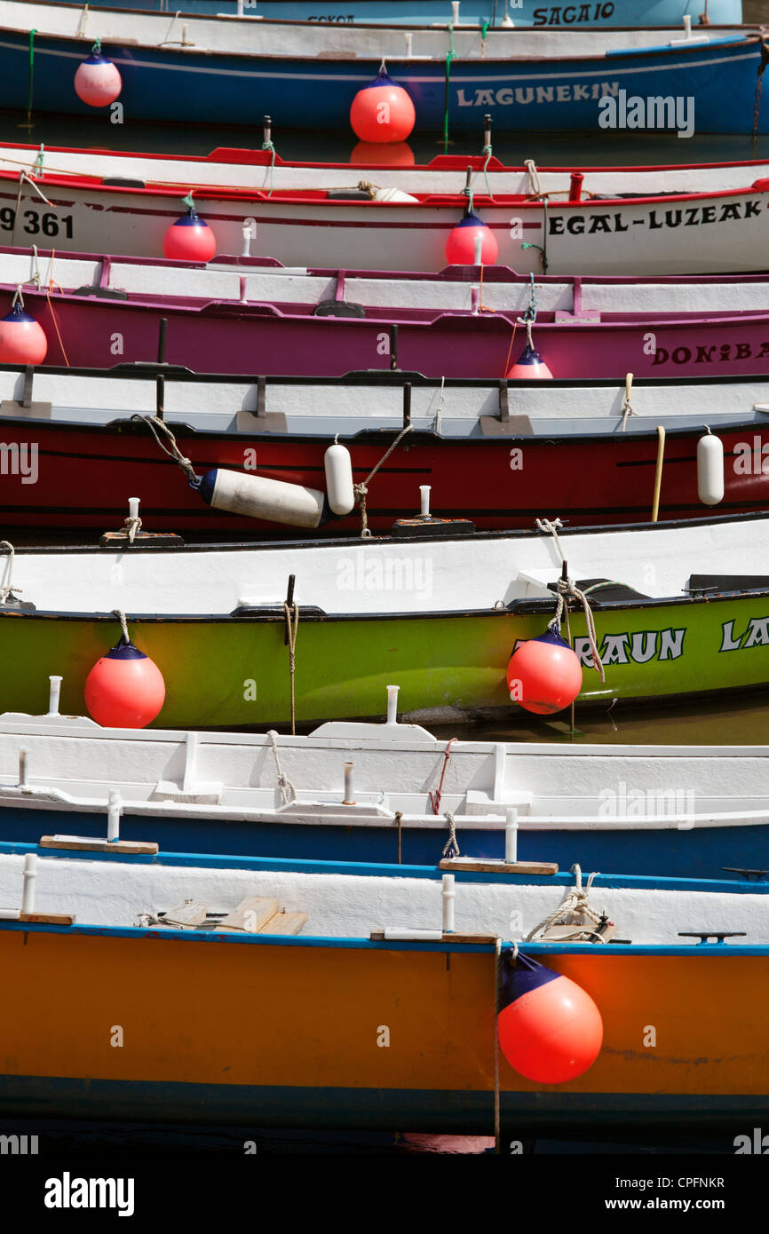 Barche da pesca nel porto di Sokoa Ciboure francese sulla costa basca Francia Foto Stock