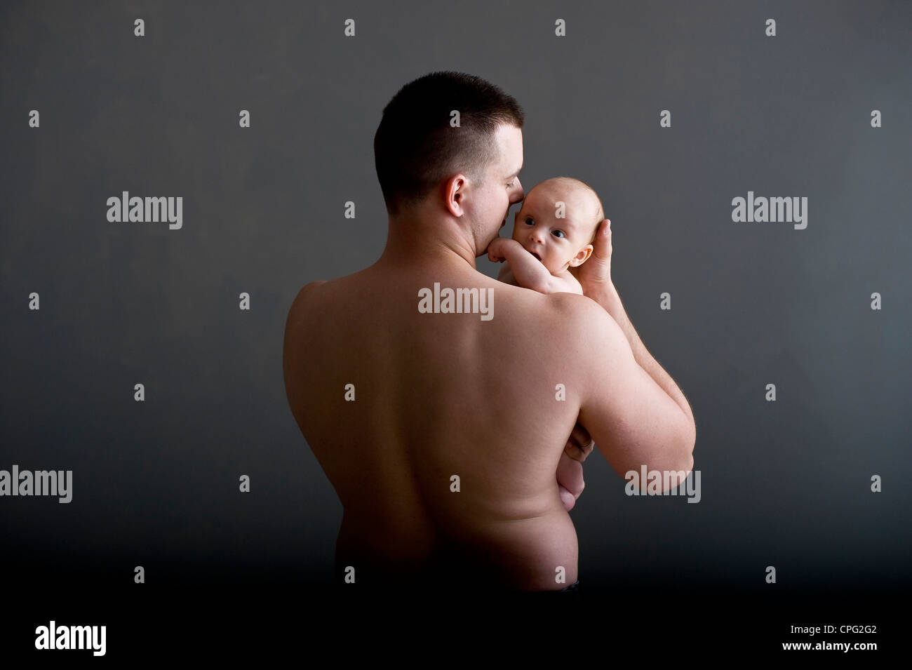 Il papà con neonati Foto Stock