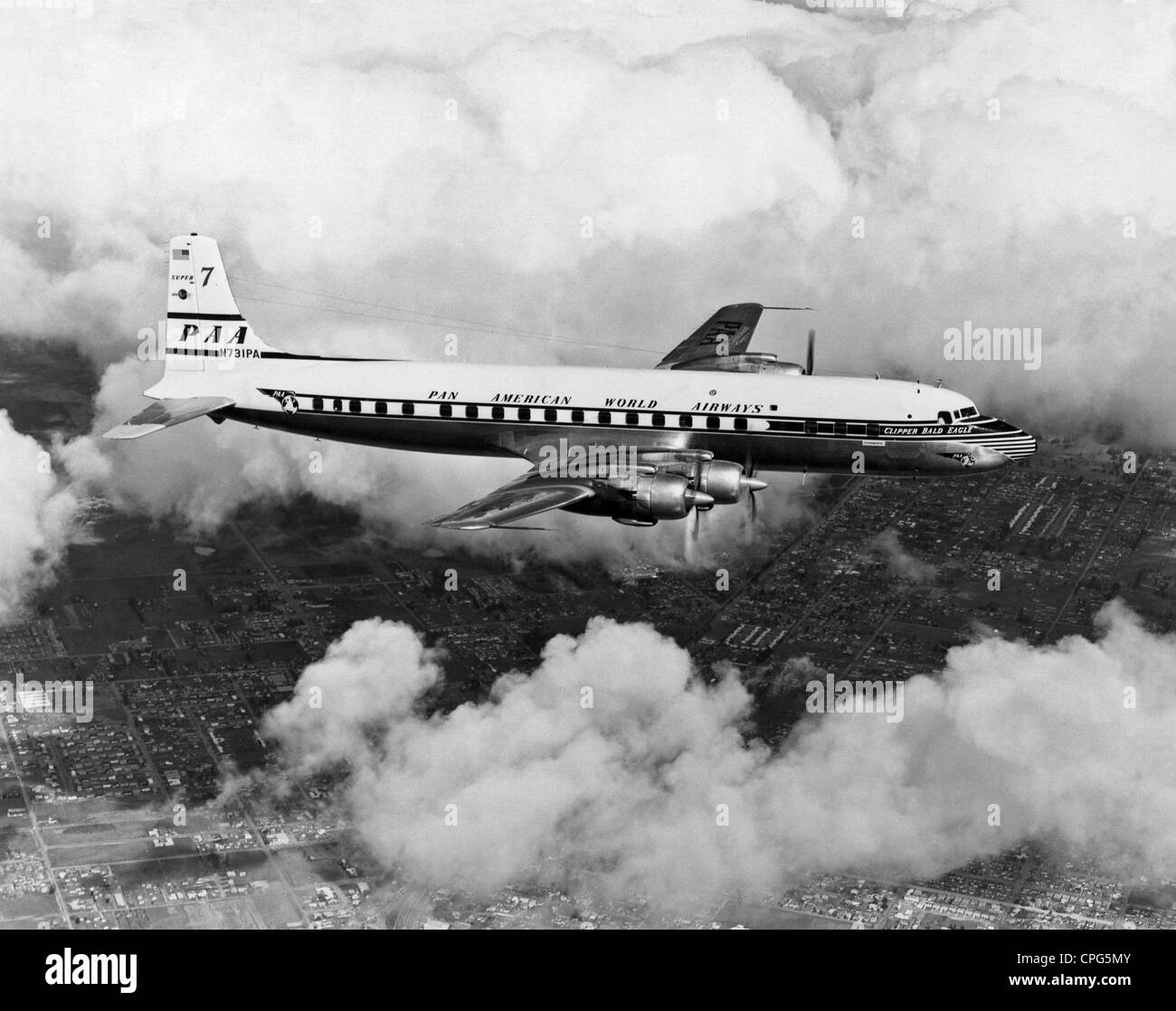 Trasporti / trasporti, aviazione, aereo, aereo passeggeri DC-7C (Super-7), 1958, diritti-aggiuntivi-clearences-non disponibile Foto Stock