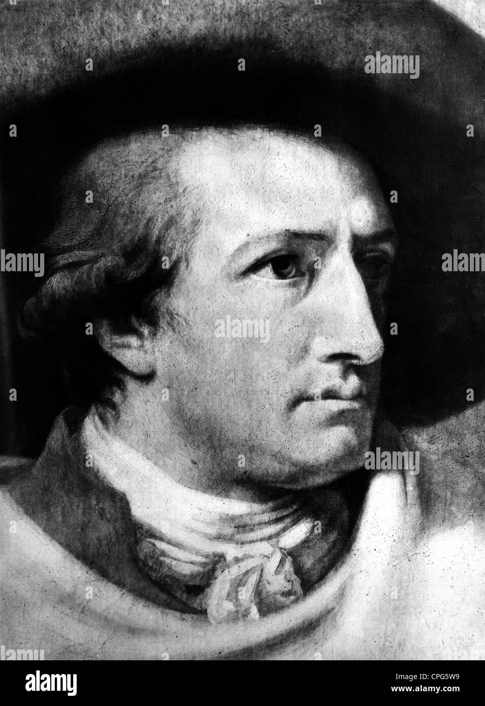 Goethe, Johann Wolfgang von, 28.8.1749 - 22.3.1832, ritratto, dipinto di Wilhelm Tischbein 'Goethe in the Campagne di Roma', particolare, 1787, Foto Stock