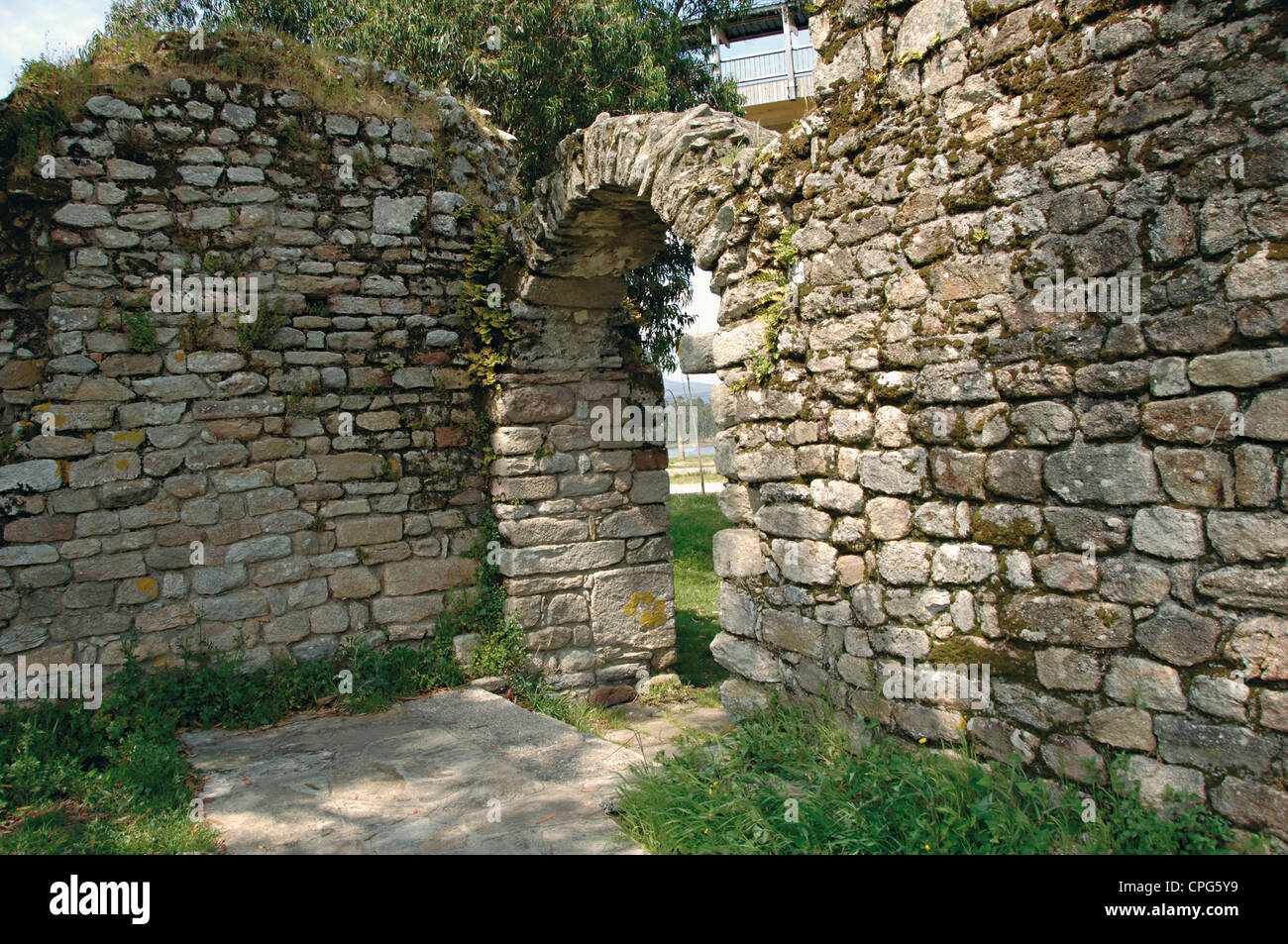 Spagna. La Galizia. Catoira. Torres do Oeste, castello costruito nel IX secolo da Alfonso III di Leon il grande. Torre di Lugo. Foto Stock