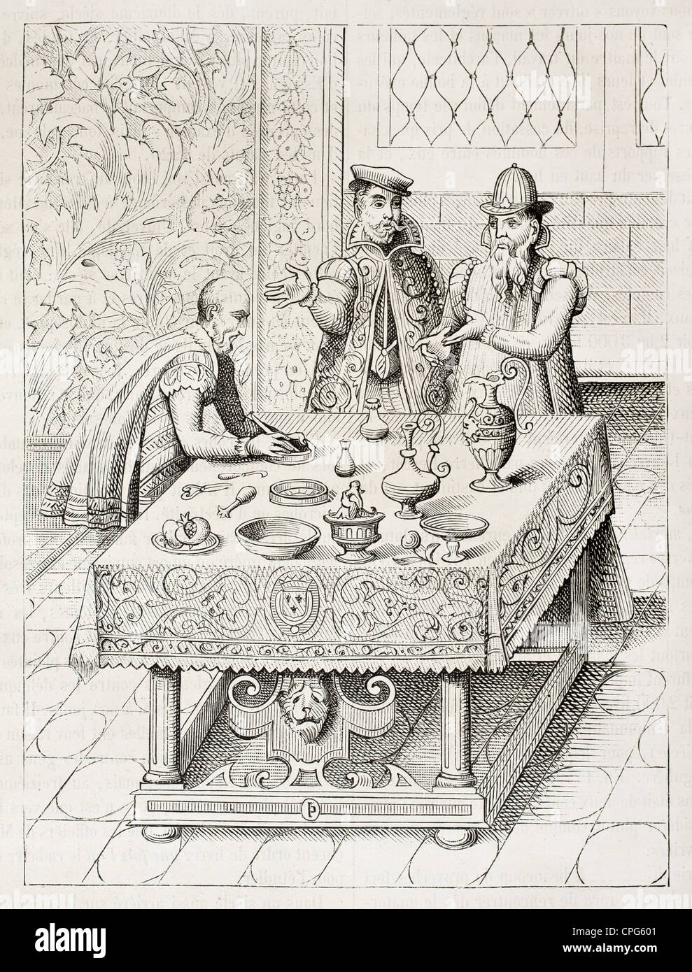 Il Re della medici, vecchie illustrazioni incise Foto Stock