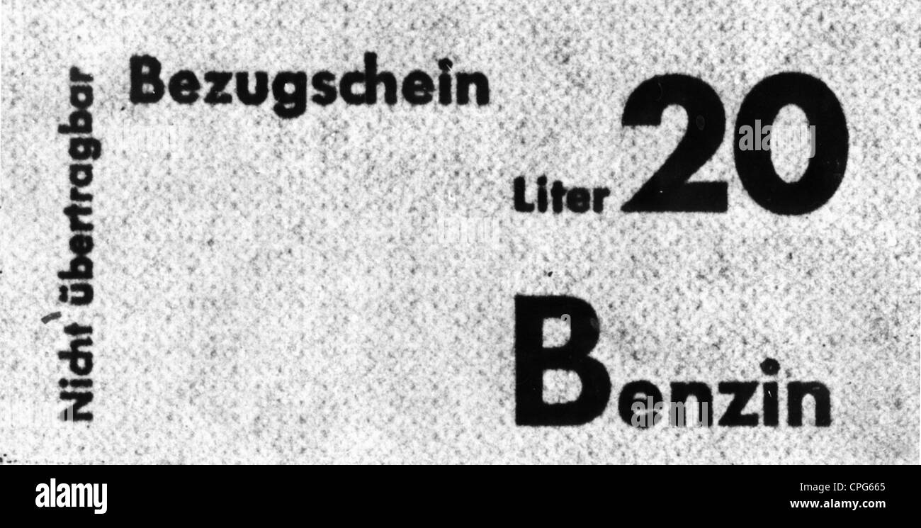 Periodo post-bellico, miseria e difficoltà, Germania, carenza di carburante, coupon per benzina da 20 litri, 1946, diritti aggiuntivi-clearences-non disponibile Foto Stock