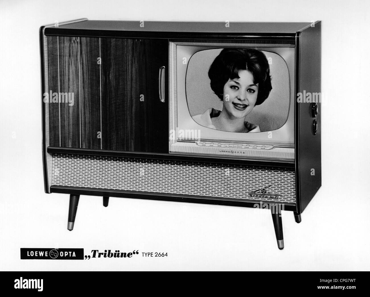 Broadcast, televisione, tv set 'Tribuene' (tipo 2664), Germania, anni '50, , diritti aggiuntivi-clearences-non disponibile Foto Stock