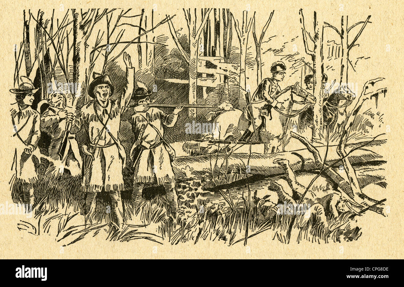 Circa novecento incisione, la sconfitta degli indiani dal generale Wayne. Foto Stock