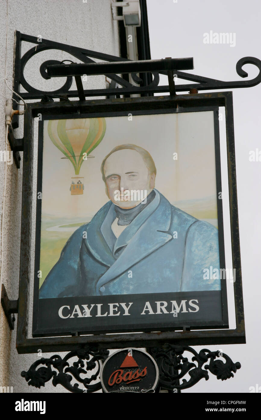 Cayley Arms Inn segno aviation pioneer Rhos on Sea Conway Galles Foto Stock
