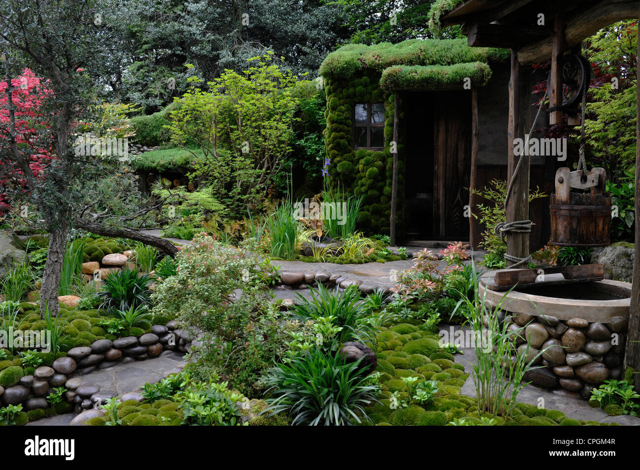 Cinese Giapponese in stile giardino moss prese al Chelsea flower show 2012 Foto Stock