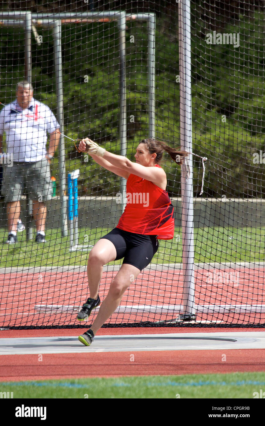 British hammer thrower Sarah Holt Foto Stock