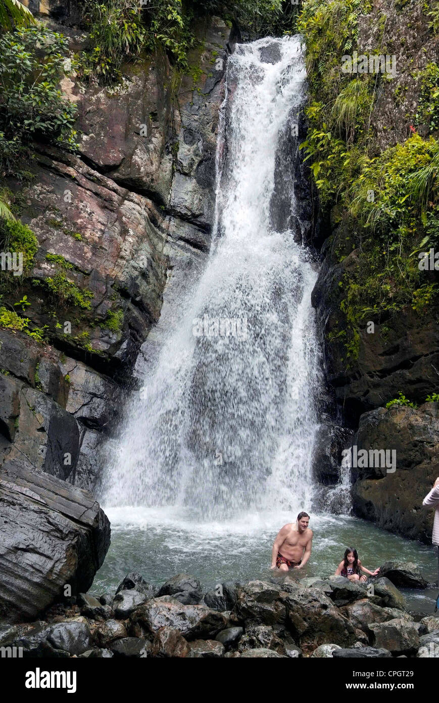 PUERTO RICO - El Yunque - la Foresta Nazionale Caraibica La Mina cade Foto Stock