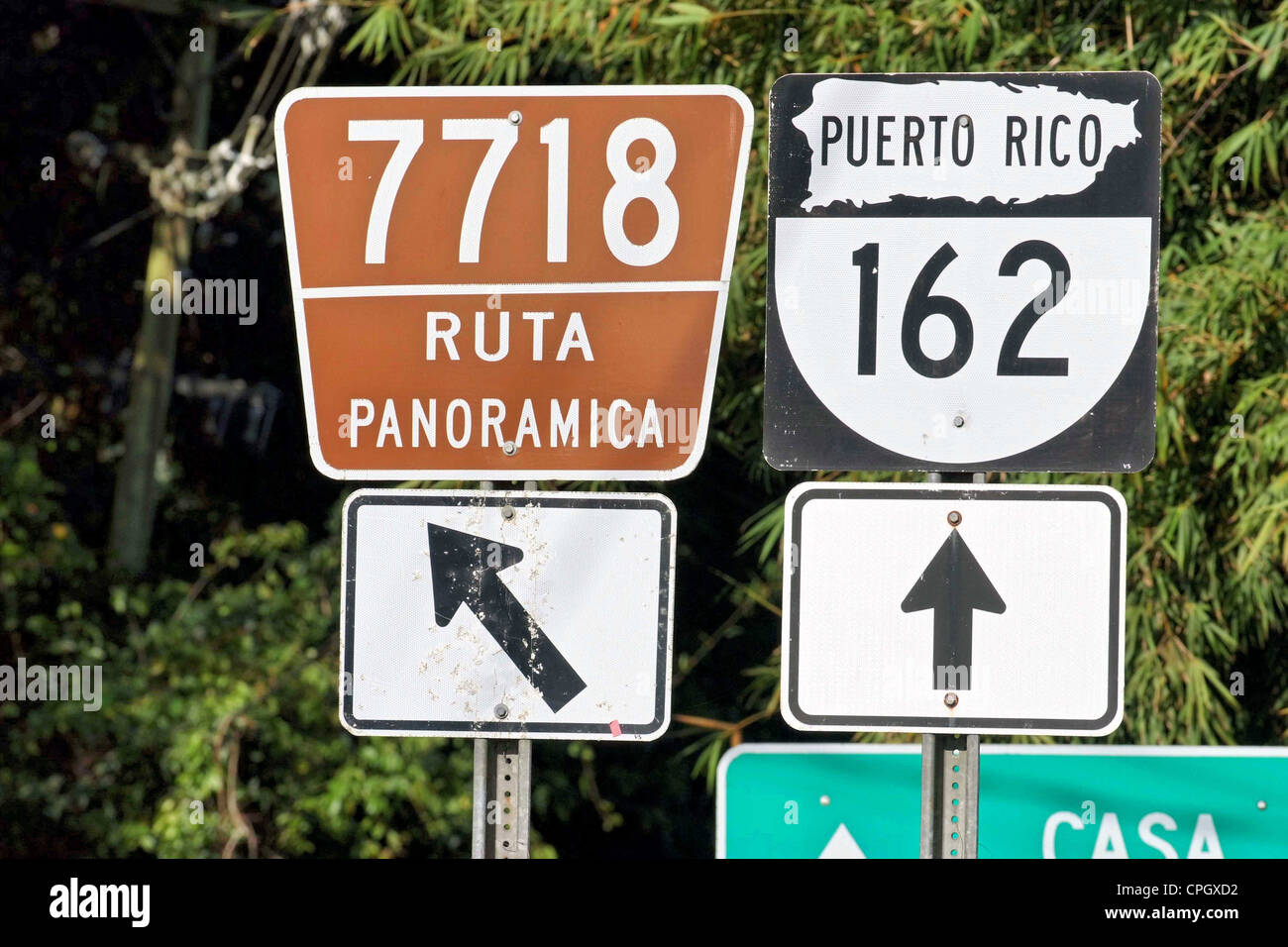 PUERTO RICO - CORDILLERA CENTRAL Caraibi strada panoramica segno Foto Stock