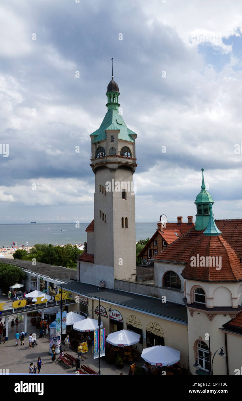 Il vecchio faro nel Mar Baltico località balneare di Sopot Poland Foto Stock