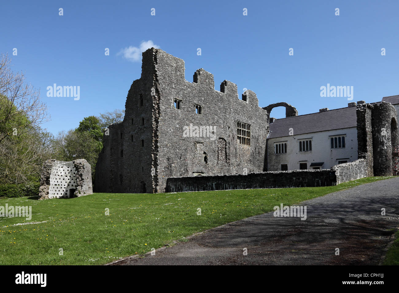 Oxwich Castle e antica Colombaia Gower South Wales UK Foto Stock