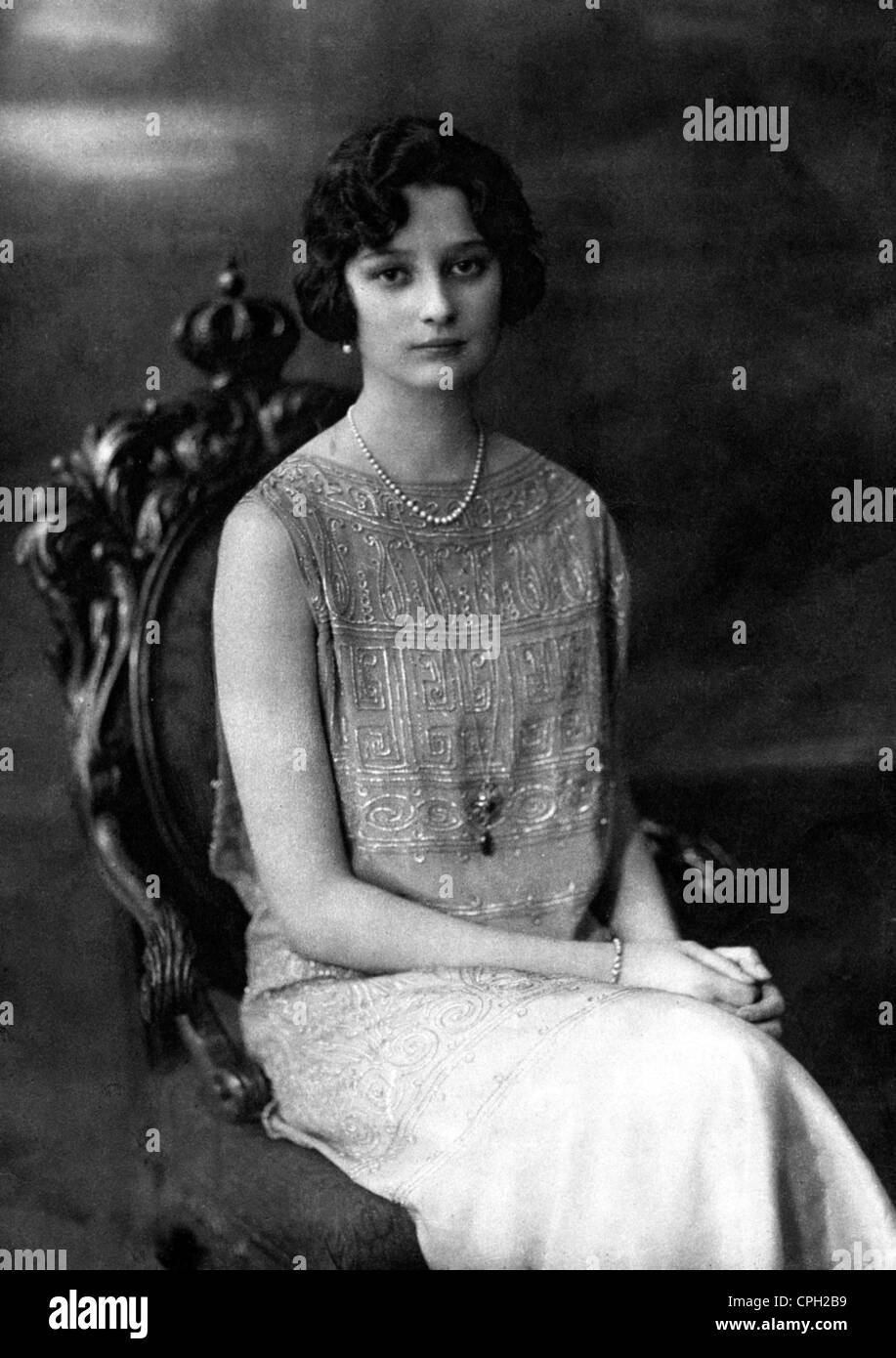 Astrid, 17.11.1905 - 29.8.1935, Consorte regina dei belgi 17.2.1934 - 29.8.1935, a metà lunghezza, 1926, Foto Stock