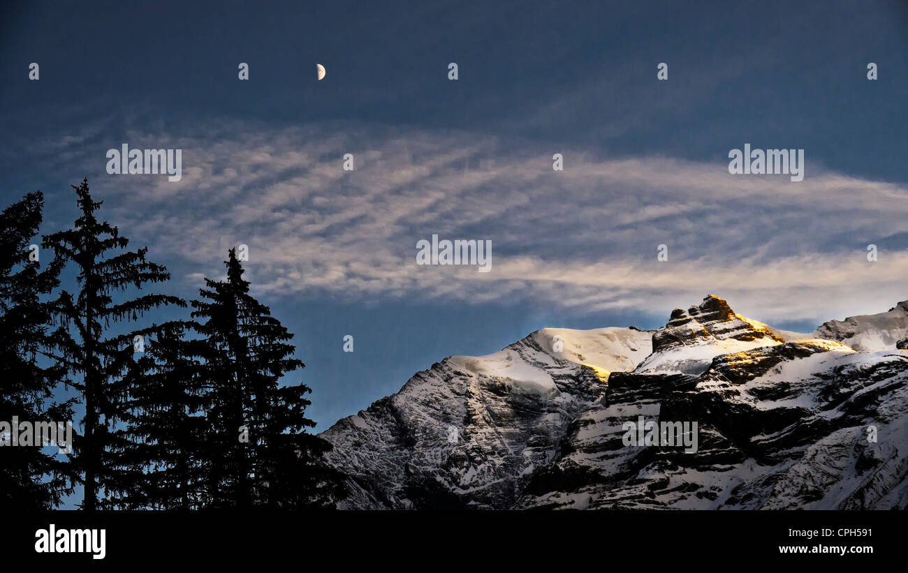 Aabeberg, Alpi mountainscape, scenario di montagna, il paesaggio di montagna, Alpi Bernesi, Oberland bernese, scenario di montagna, autunno, f Foto Stock
