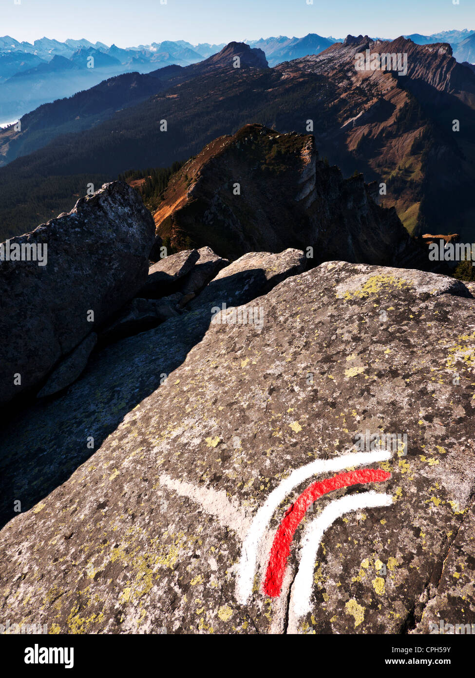 Alpi, Alpi Bernesi, boulder, massi, rock, mountainscape, scenario di montagna, il paesaggio di montagna, Oberland bernese, mountain hik Foto Stock