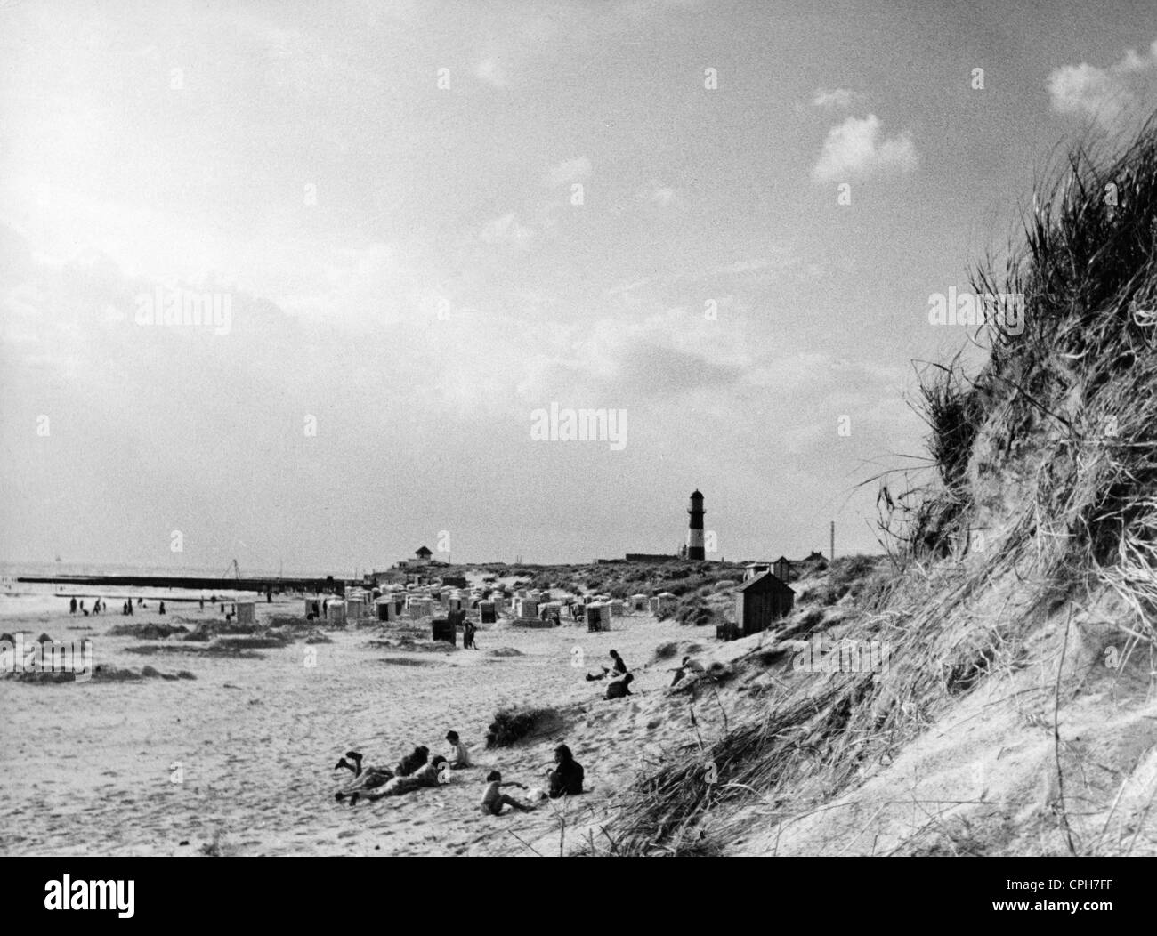 Germania, isola, Borkum, spiaggia meridionale, anni 50, diritti aggiuntivi-clearences-non disponibile Foto Stock