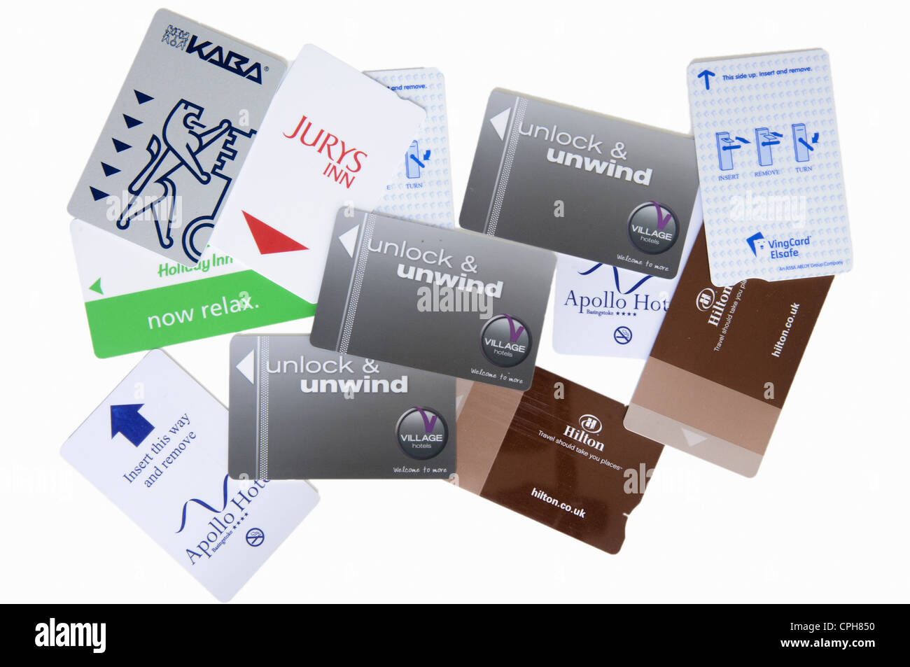 Selezione di Hotel Le keycard Foto Stock