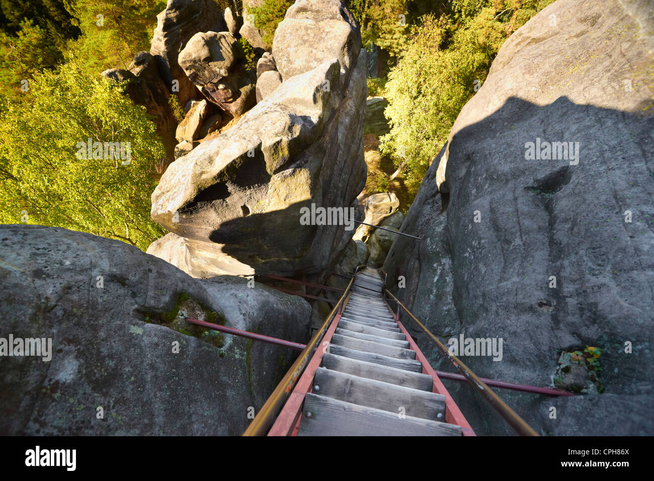 Sentiero escursionistico, Adrspach città di roccia, Teplicke rocce, Repubblica Ceca Foto Stock