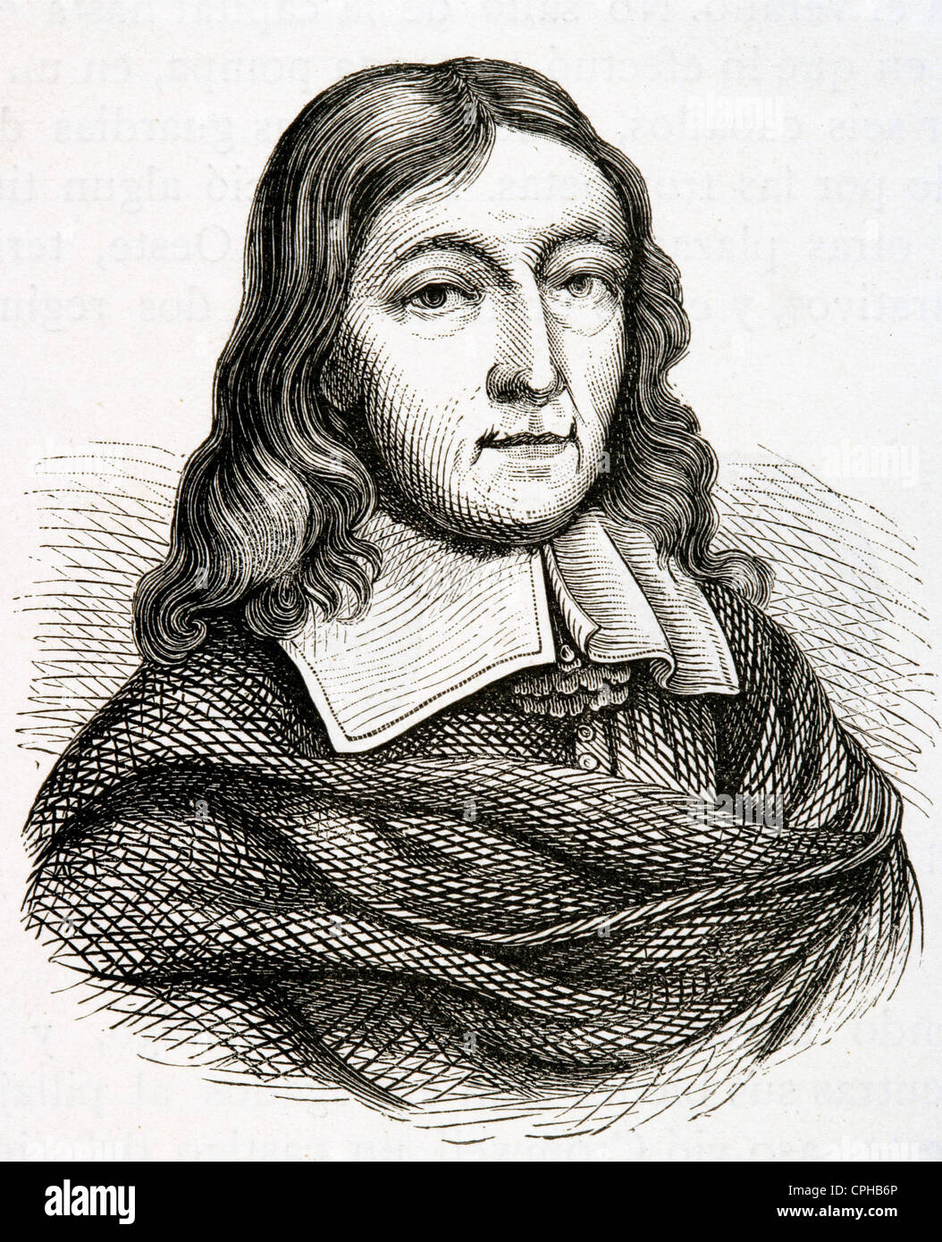 John Milton (1608-1674). Poeta britannico. Incisione. Xix secolo. Foto Stock
