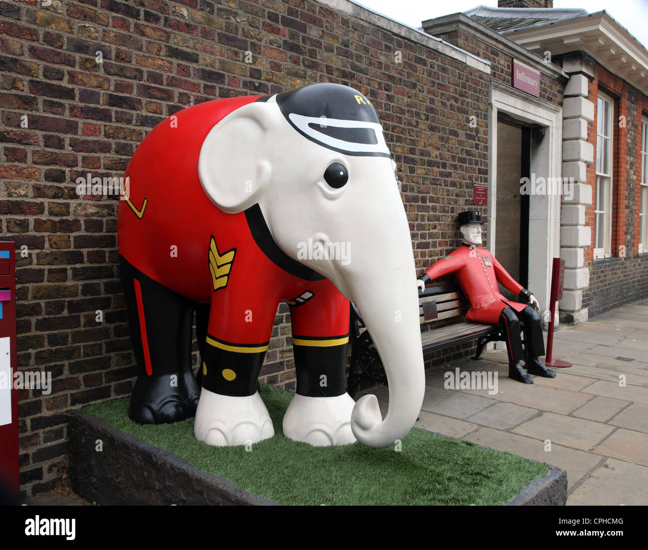 Chelsea titolare di pensione o di rendita di elefante, Royal Hospital di Londra REGNO UNITO Foto Stock