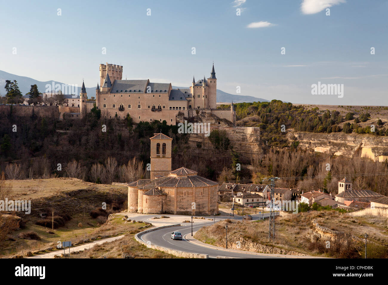 Spagna, Europa, Segovia, Vera Cruz, Alcazar, architettura, Castiglia, castello, cattolica, chiesa, la storia, la riconquista, religione, skyl Foto Stock